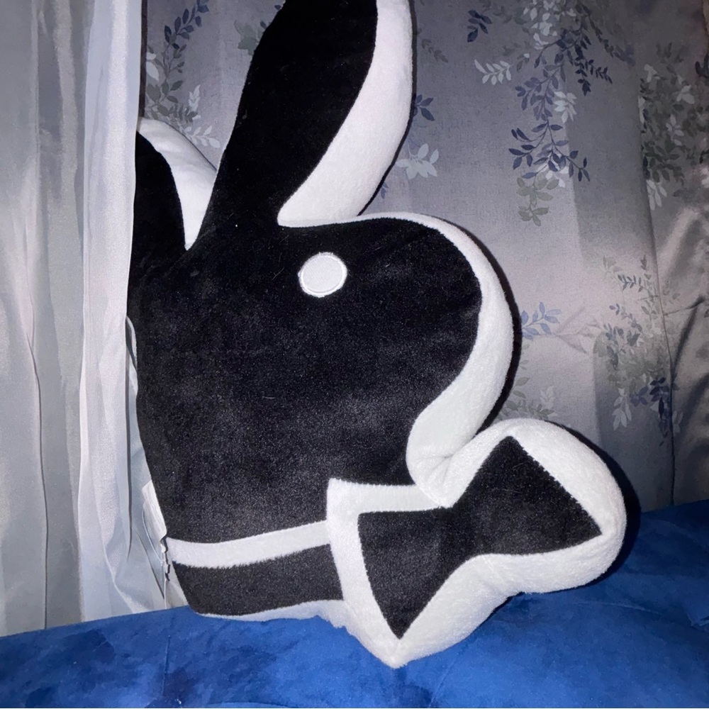 Black and White Bunny Pillow Plush Bunny Head Logo Vintage Playboy Y2K 90’s